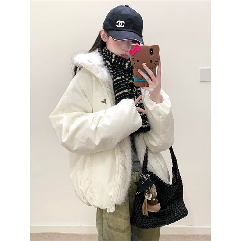 1506-1/M78871/P92韩版时尚连帽毛毛拼接棉服男女防寒百搭宽松棉,男装棉衣,星座1506-1