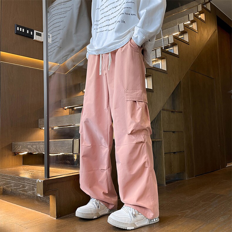 秋季新款褶皱伞兵工装裤男款美式高街直筒冲锋裤子-A1203TP38控68，男装工装外套，电商B241