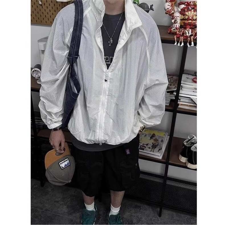 简约短款立领防晒衣外套男夏季薄款冰丝速干防晒服高级感运动夹克,男装防晒衣,星座1210-1