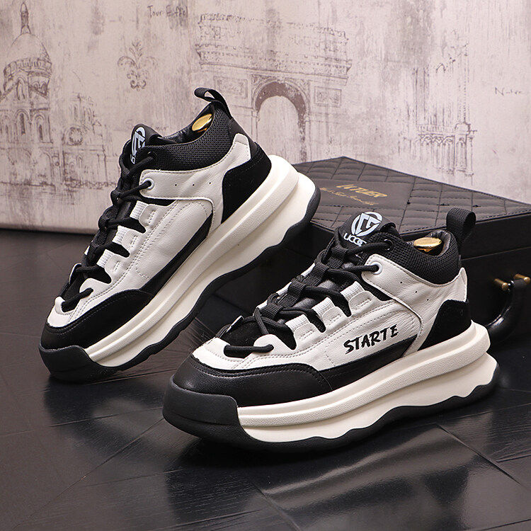 A1069-P275高帮板鞋男冬季保暖加绒运动休闲鞋厚底增高系带男鞋，男鞋靴子，星座1407-6