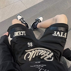 高街短裤男夏季ins潮牌胖子嘻哈中裤宽松运动五分裤DK066-p33，男装牛仔裤，星座1008