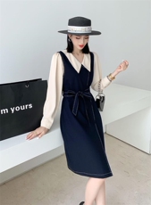 秋季两件套连衣裙，女装连衣裙，江南红雪兒