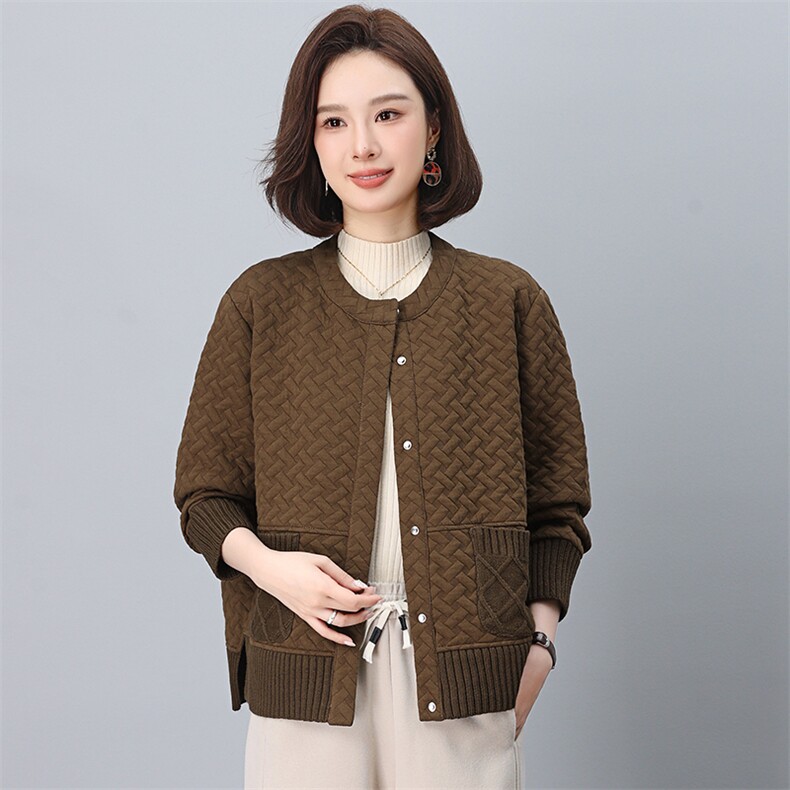 外套女秋冬2026年新款时尚洋气短款宽松中老年女妈妈装开衫夹克衫,女装短外套,独衣靓