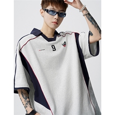 美式运动polo衫男夏季高街设计感印花T恤宽松休闲短袖D420P48，男装T恤，电商A335-1（原A458）