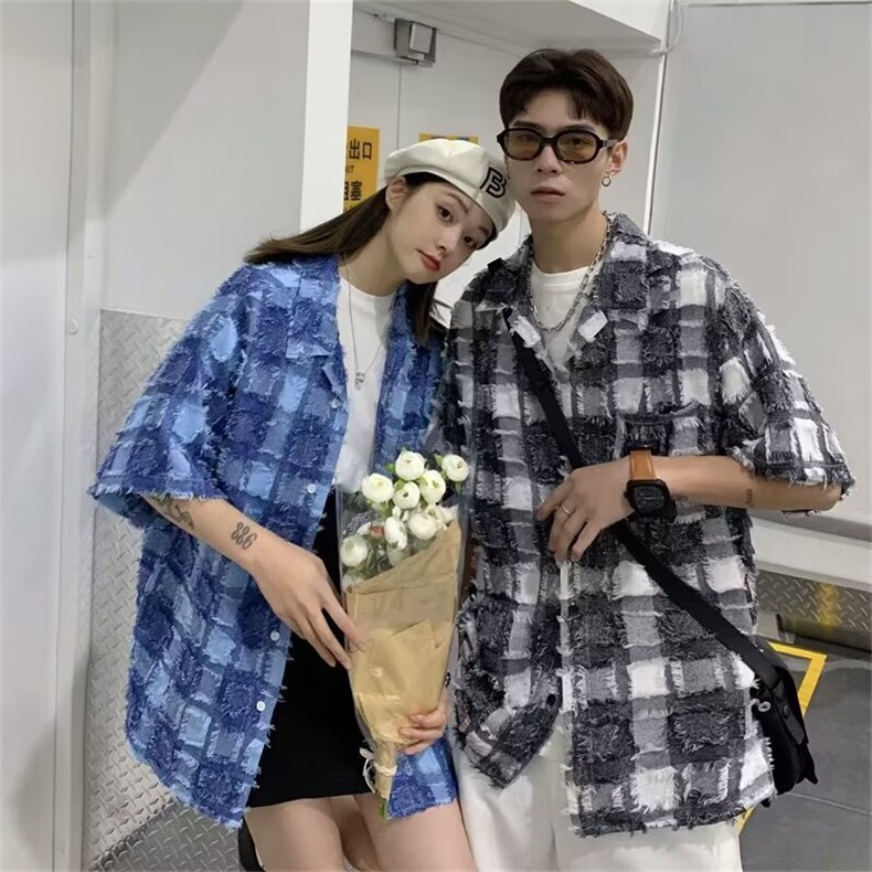 C93-P38大码男女款短袖衬衫2025夏季新款韩版宽松百搭外穿防晒衣,男装防晒衣,电商B323A