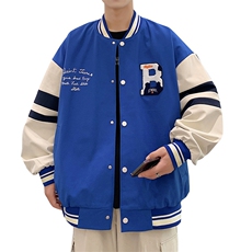 港风上衣夹克宽松落肩拼色棒球服外套XZ214-8JK712-P75，男装夹克，星座1204-3