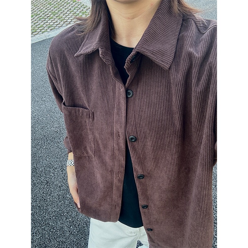 320G厚实灯芯绒衬衫男秋冬款休闲宽松复古长袖衬衣CS027-P40,男装衬衫,星座301C-5