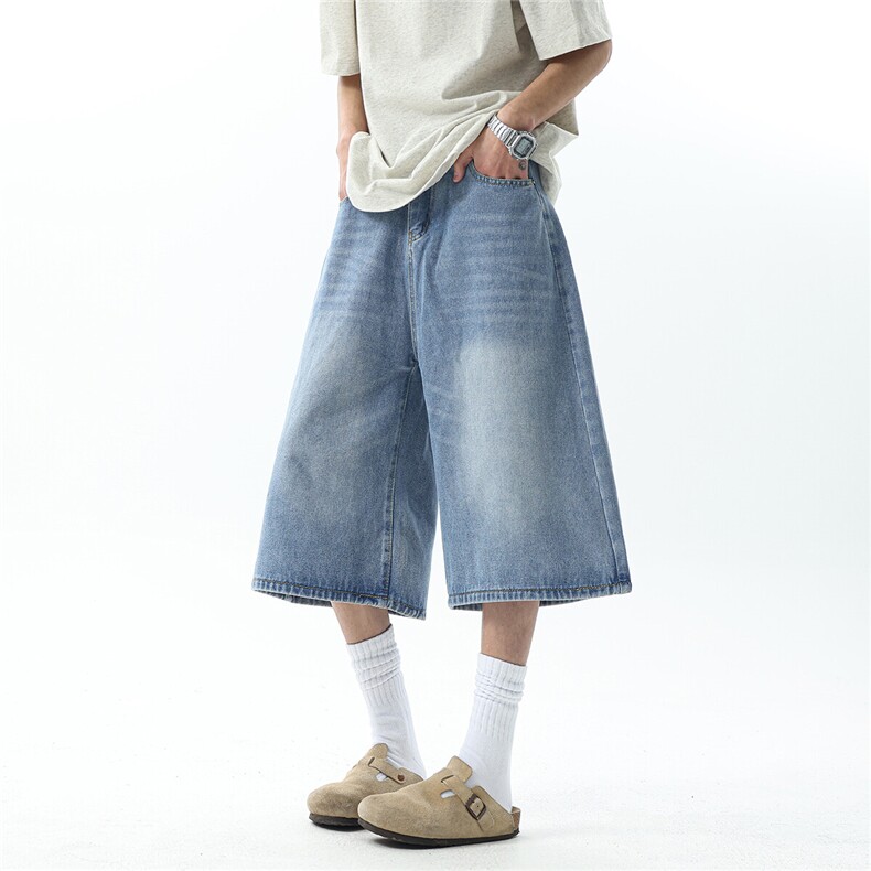 XZ1011-WK45-P60宽松阔腿七分短裤，男装牛仔裤，星座B271