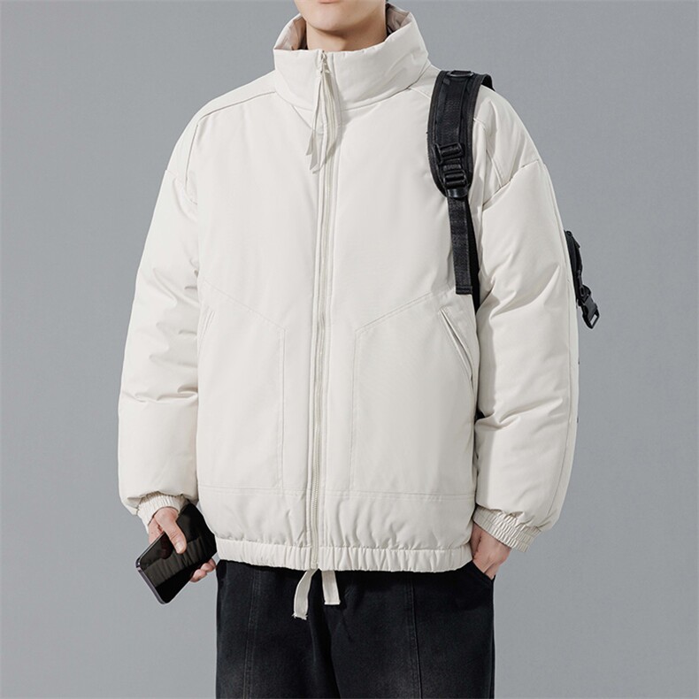 现货冬季美式休闲加厚雪山外套夹克立领纯色三防户外工装棉服,男装夹克,电商A486-1