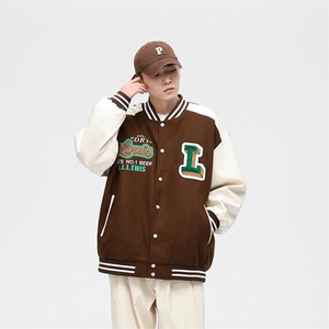 港风上衣夹克宽松落肩拼色棒球服外套 JK710-P65图片