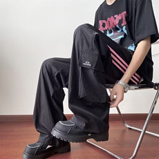扎染休闲裤男夏季薄款冰丝直筒裤子2024新款垂感阔腿长裤A621/P40，男装休闲裤，星座506