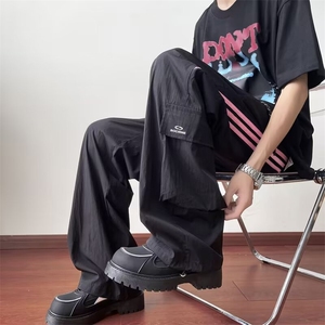 扎染休闲裤男夏季薄款冰丝直筒裤子2024新款垂感阔腿长裤A621/P40图片