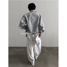 1506-1/JA1801/P80潮复古怀旧浅蓝色牛仔外套男女翻领廓形夹克，男装工装外套，星座1506-1
