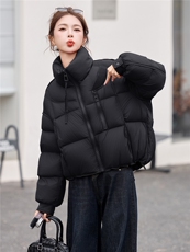 90白鸭绒羽绒服女2025冬季新款短款立领羽绒服外套女，女装羽绒服，美沁