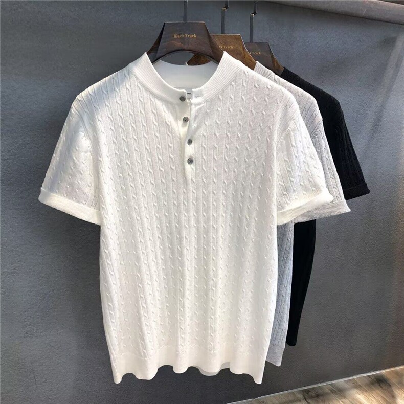 M604-P45针织短袖polo衫男潮牌夏季t恤韩版修身百搭上衣,男装Polo衫,星座617A-1（原B318A）