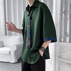 DK制服男白衬衫领带学生韩版潮流帅气大码休闲日系短袖衬衣寸572，男装T恤，星座310B-1