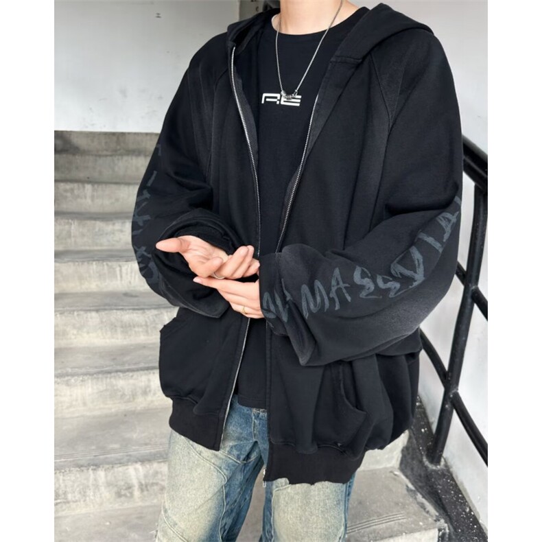 美式复古卫衣男秋冬宽松连帽情侣上衣重磅潮牌开衫外套Y38033-P60,男装卫衣,星座1008