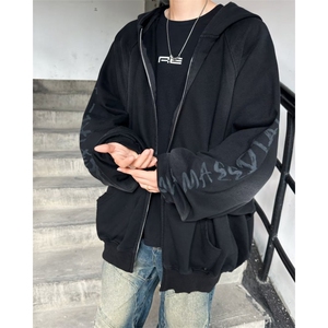 美式复古卫衣男秋冬宽松连帽情侣上衣重磅潮牌开衫外套Y38033-P60图片