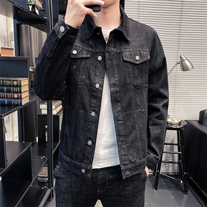 店主风秋季男士牛仔外套新款衣服韩版潮流大码百搭夹克8123,紧腰衣服搭配图片