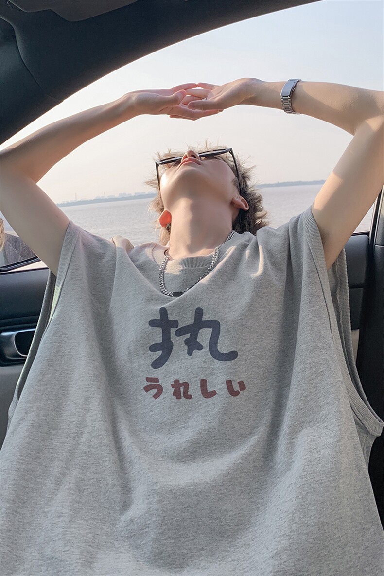 夏季外景日系重磅宽松运动背心男潮流大码坎肩无袖T恤BX00157/P25,男装背心/马甲,电商B316