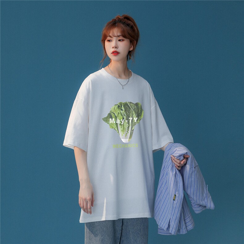 中性夏季新款小清新大白菜个性情侣百搭短袖T恤T1003P25控38,男装T恤,A247A