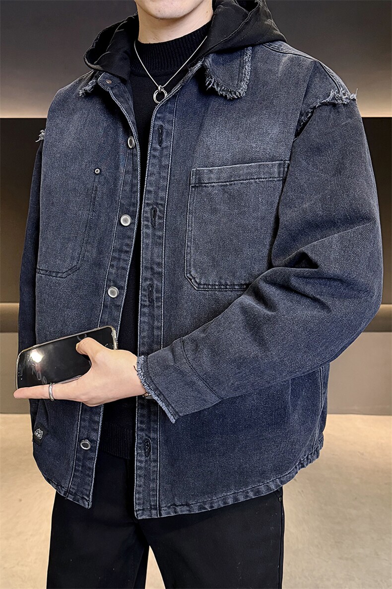 标50白鸭绒2025冬款羽绒服男时尚连帽牛仔外套B317/Y333/P238,男装工装外套,电商B317