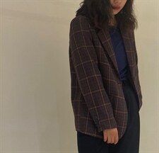 羊毛格子西装，女装西装，韩昭昭 HZAZ