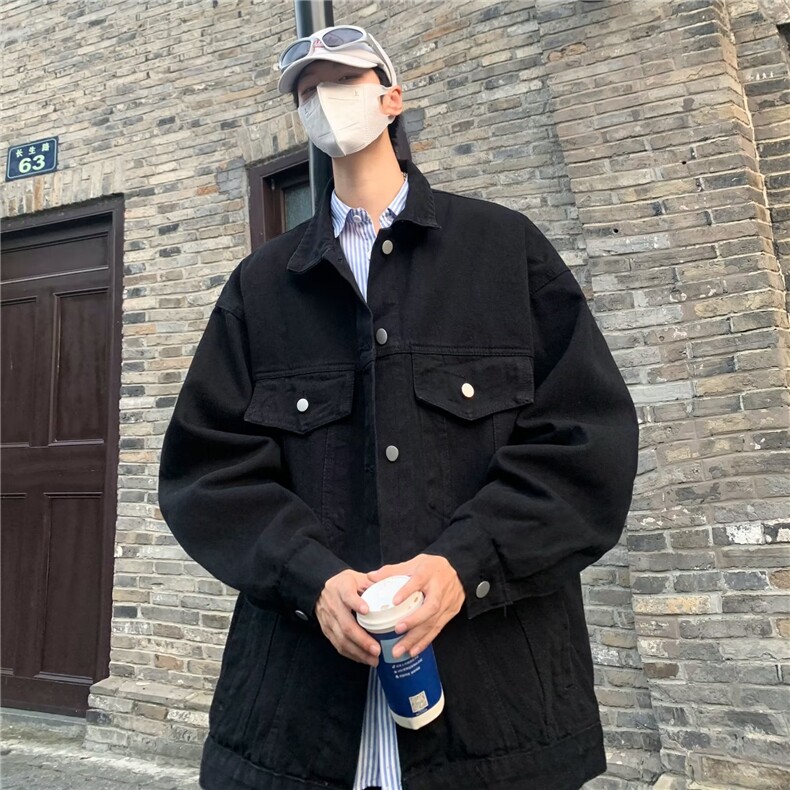 2025春秋纯色牛仔外套男翻领百搭休闲潮牌学生水洗青少年痞帅夹克,男装工装外套,星座1210-1