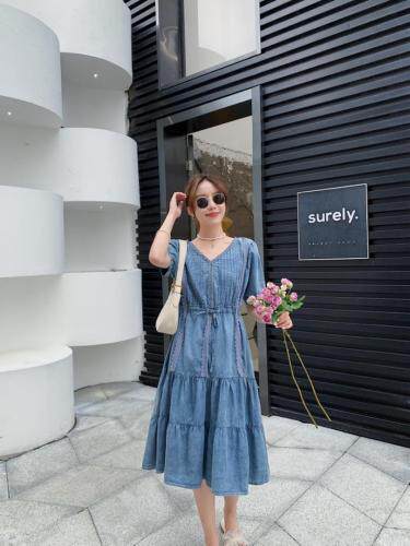 夏季新款拼蕾丝牛仔仙仙连衣裙，女装连衣裙，肆尔