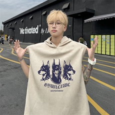 麂皮绒连帽背心坎肩男T恤美式港风JLB425-P30控48，男装背心/马甲，电商B370