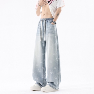 221 美式ins高街宽松莱印花赛尔冰丝牛仔裤 LK25529-特P45控88图片