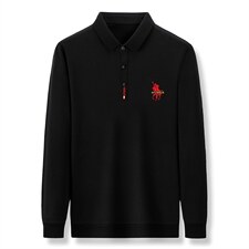 爸爸长袖t恤春装新款上衣中年男士polo衫纯色宽松休闲男装春秋季图片