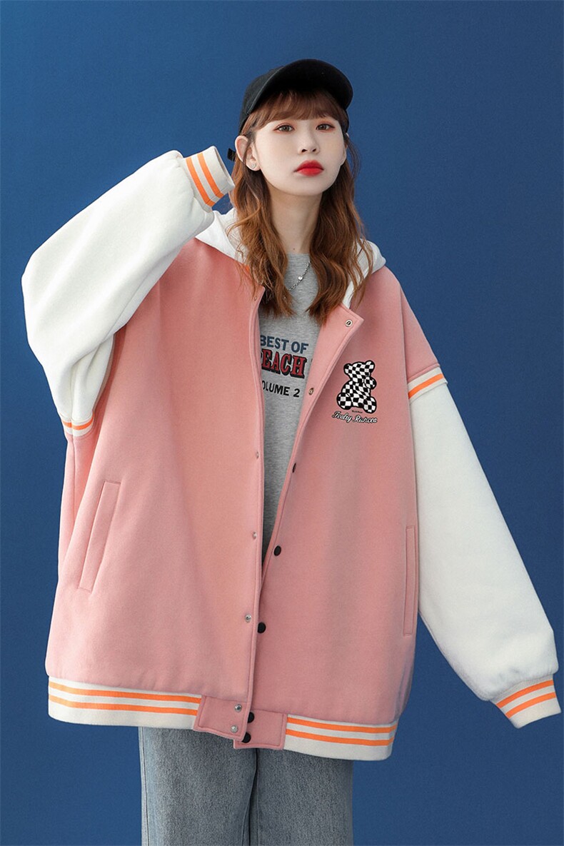 中性风2022秋季新款拼接小熊印花棒球服夹克外套-G101p75控98,男装夹克,A247A