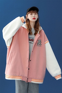 中性风 2022秋季新款拼接小熊印花棒球服夹克外套-G101p75控98图片