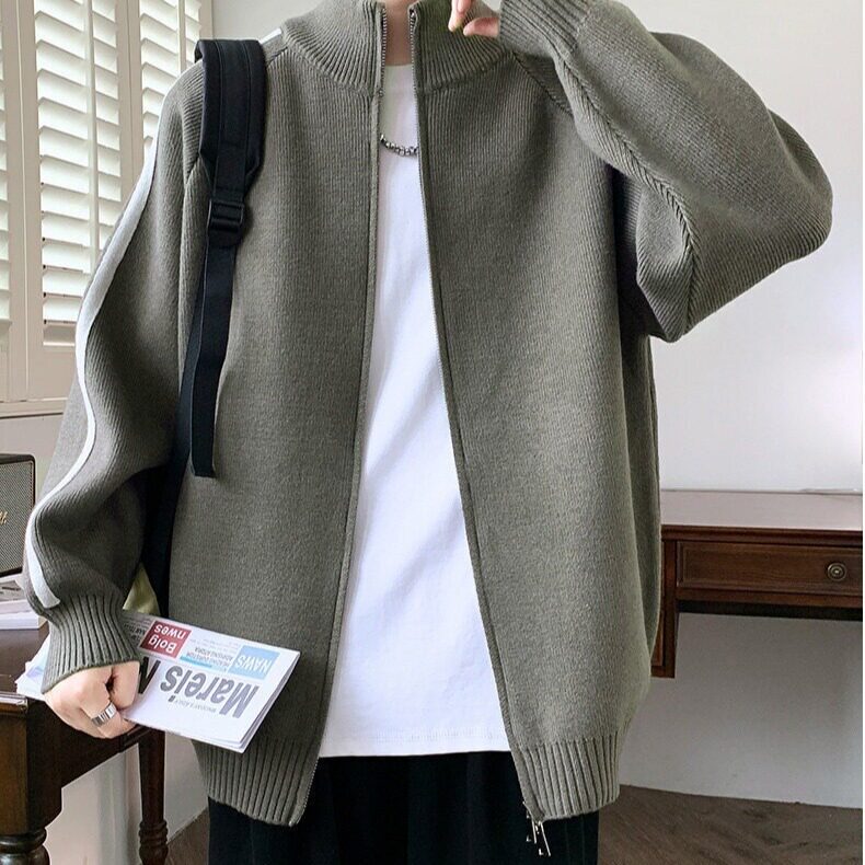 2025春秋季新款男生日系重磅开衫毛衣男士潮牌针织衫休闲情侣外套,男装针织衫/毛衣,星座506A