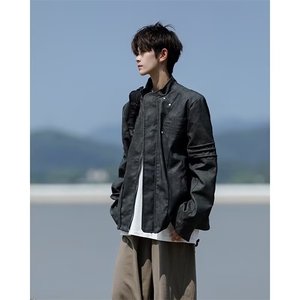 高质量做旧皮衣夹克男士韩版潮流高街2024秋冬ins外套W6098-P86
