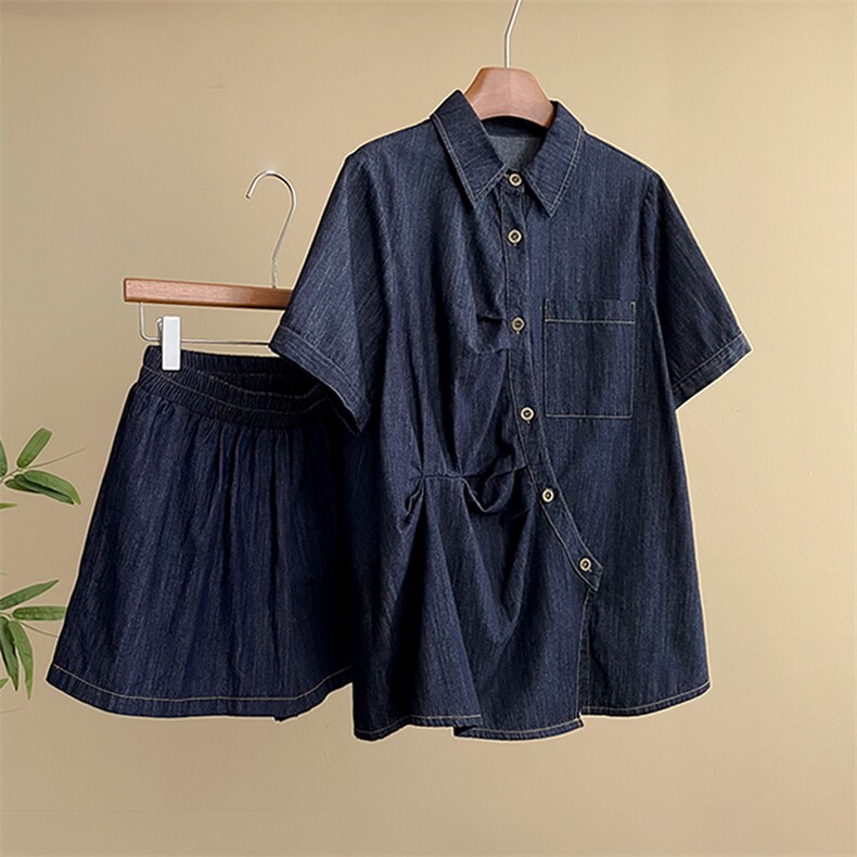 韩版时尚潮流高级感短裤休闲套装新款洋气网红减龄女夏季两件套潮，女装套装/套裙，江南