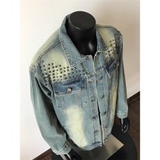 美式重工铆钉牛仔外套男女设计感宽松做旧夹克上衣JK864-P72，男装工装外套，星座208-5
