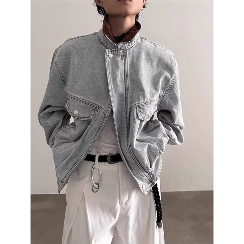 有货。牛仔外套男春秋夹克宽松牛仔上衣男W6950-P77图片