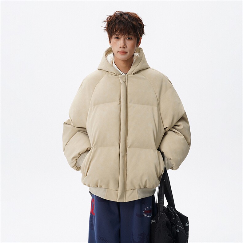 现货（帆布皮）加厚连帽立体纹理感简约百搭棉服（特批90）,男装棉衣,星座216-1