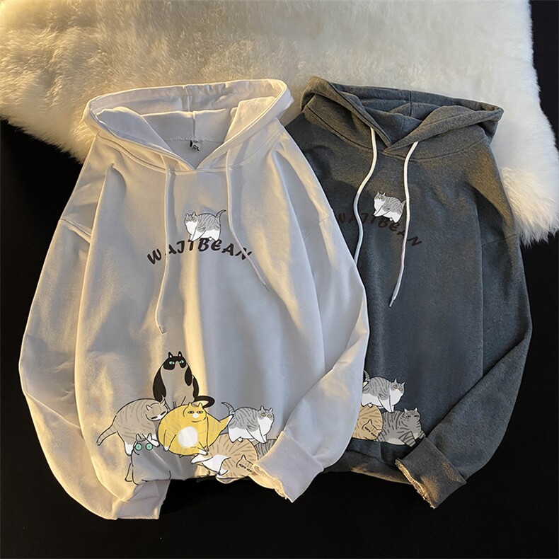 WY2155-P35加绒款-P40纯棉连帽卫衣男大码运动帽衫宽松薄外套男,男装卫衣,电商A040