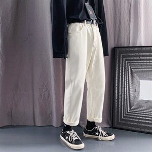 大量现货/主推港风宽松米白牛仔裤灰色A338-1/HK23/P50图片