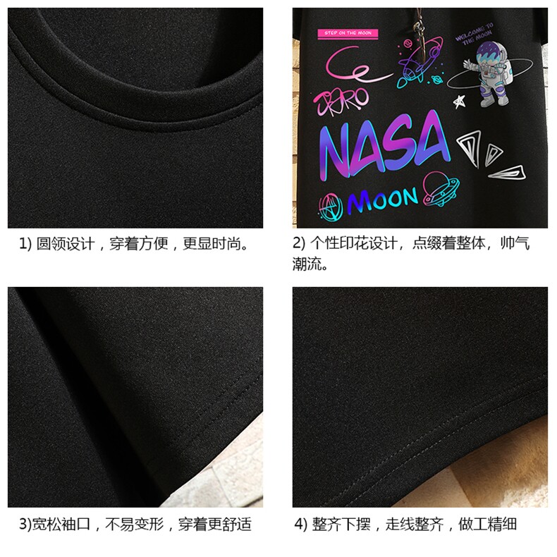 TK28186-P25NASA春夏季七分袖t恤男大码五分袖男短袖中袖砖墙,男装T恤,电商A040A