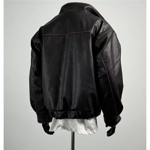 潮流做旧复古羊羔毛皮衣棉服男女款工装飞行员棉服外套TT187 P125图片