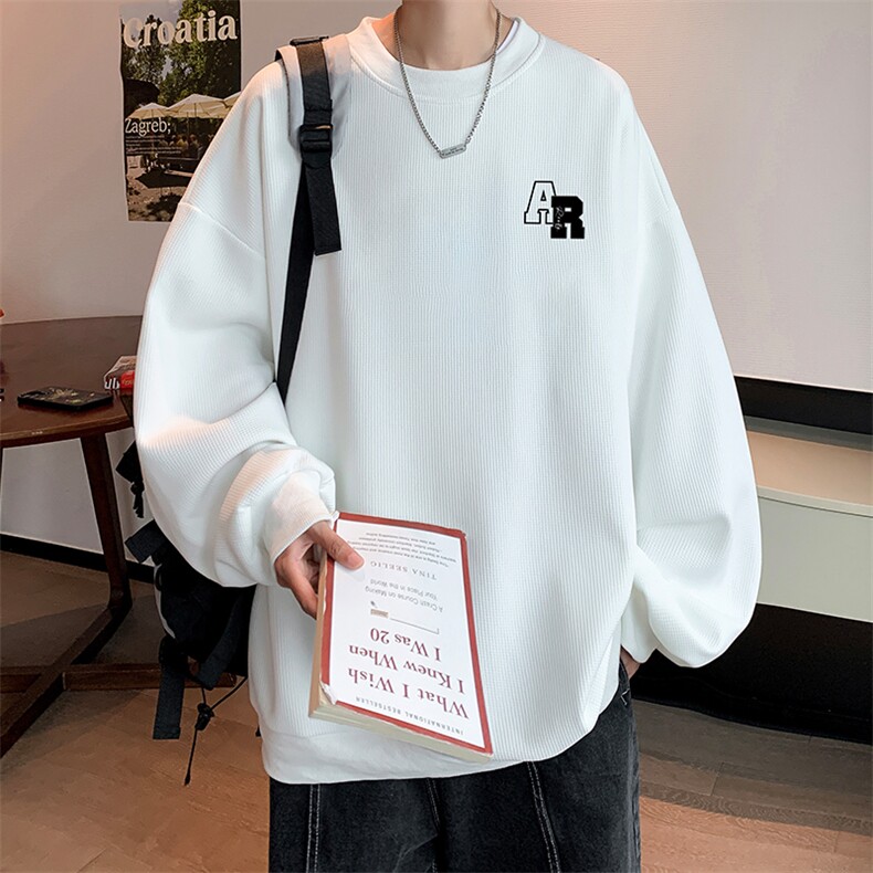 华夫格卫衣圆领卫衣男大码长袖t恤男外套 HW76369-P30图片