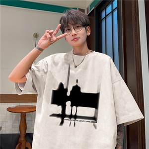 抖音直播品质夏季新款麂皮绒潮流印花短袖djp314-特批23控39图片