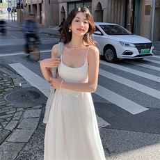 法式宽松腰夏季连衣裙复古后妈裙长裙小个子礼服裙子显瘦气质白色，女装连衣裙，浙宝193A