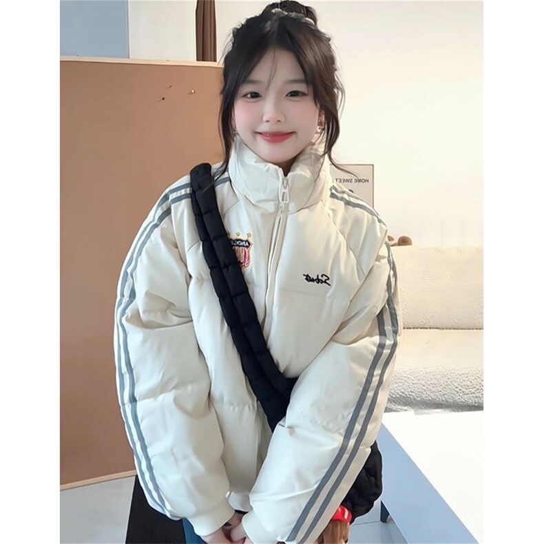 学院风拼接条纹面包服宽松加厚棉服女外套冬季M12508,男装棉衣,星座1116A（原606A-3）