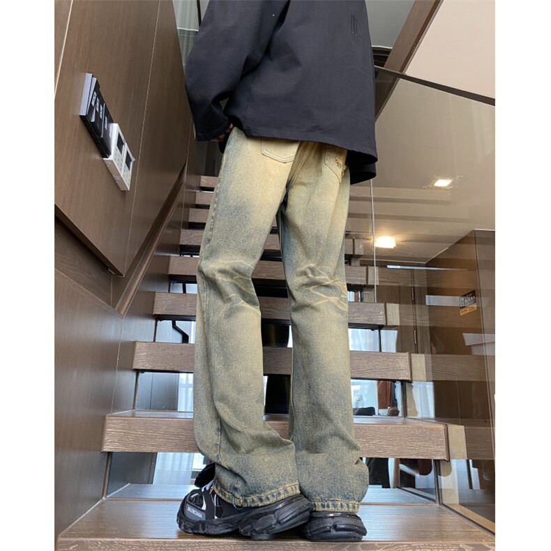 抖音品质春季新款美式高街复古微喇牛仔裤B315-K24017-P60控78,男装牛仔裤,电商B315