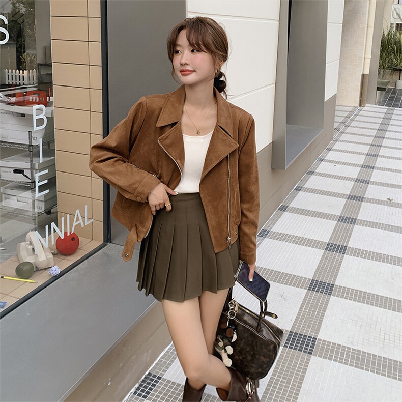 2025新款！麂皮休闲夹克短款秋装外套A18-P145-K198,女装短外套,2D045